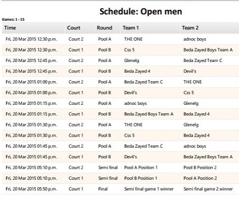 schedule open men